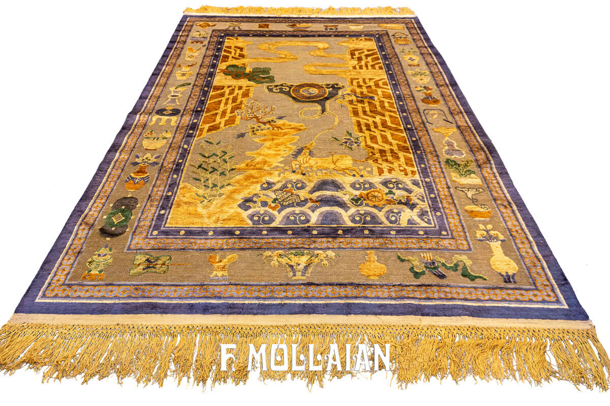 Imperial Silk & Metal Chinese Rug Gold/Brown Color n°:414989